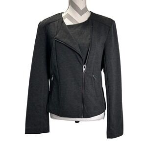 Catherine Malandrino Runway Style Women's XL Asymmetrical Zip Moto Jacket Gray